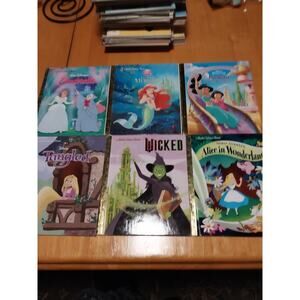 Disney Little Golden Books Lot Cinderella Mermaid Jasmine Tangled Wicked Alice